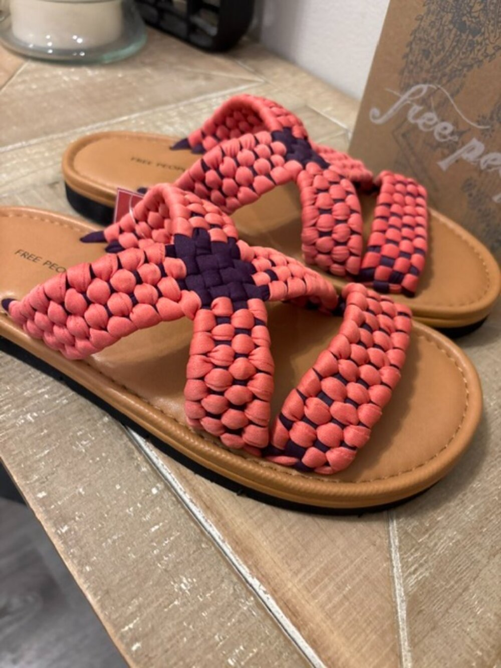NEW Free People Wateredge Woven Sandals Burgundy Sizes 8 or 9 - Picture 4 of 5